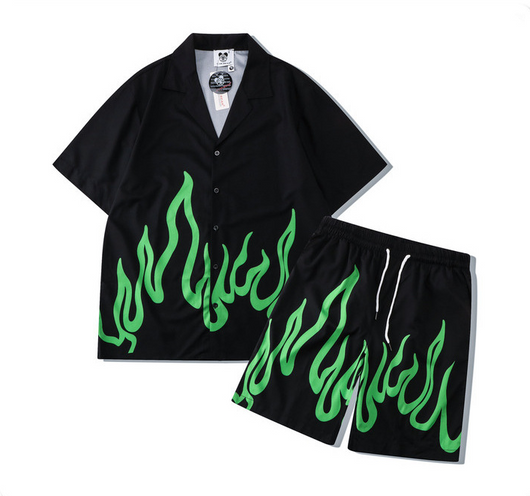 Conjunto Casual Estampado Llama - Camisa y Shorts para Hombre - Image 6