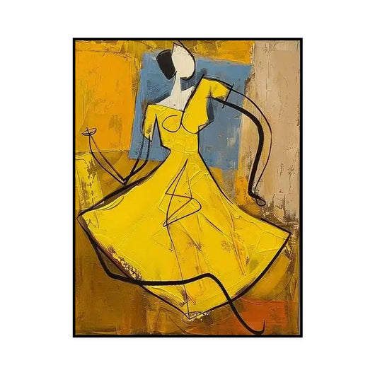 Cuadro Abstracto al Óleo Pintado a Mano - Arte Vintage Wabi Sabi Amarillo Texturizado para Dormitorio - Image 3