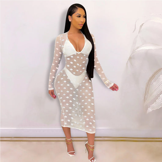 Traje de Baño Tres Piezas Lunares con Tul Transparente - Image 4
