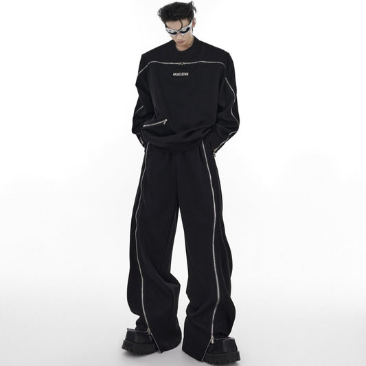 Sudadera Deportiva Oversized con Cierre de Cremallera y Hombreras Acolchadas