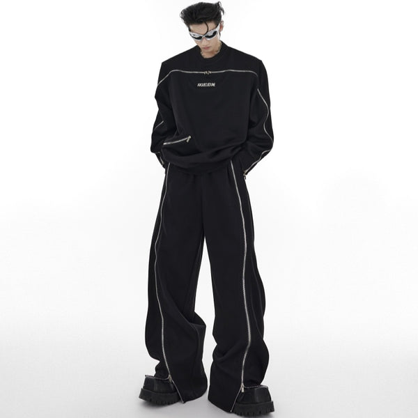 Sudadera Deportiva Oversized con Cierre de Cremallera y Hombreras Acolchadas