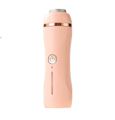 Orange pink portable electric foot grinder with a matte finish and rose gold accents, featuring a power button and grinding head. - Image 7