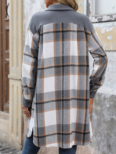 Abrigo Largo de Cuadros Cepillado con Bolsillos - Chaqueta de Invierno para Mujer - Image 14