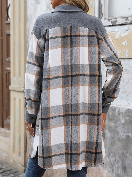 Abrigo Largo de Cuadros Cepillado con Bolsillos - Chaqueta de Invierno para Mujer - Image 14