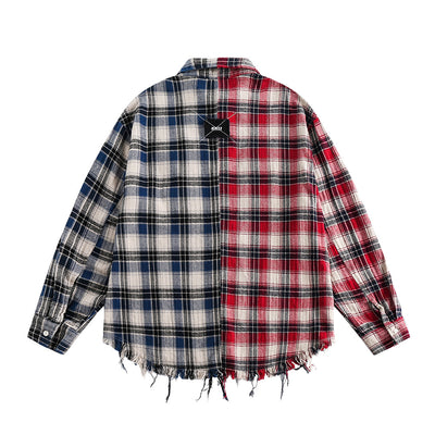 Camisa de Cuadros para Hombre con Costuras de Contraste - Image 3
