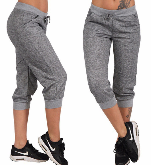 Pantalones Deportivos Sueltos Capri Lisos para Mujer - Image 2