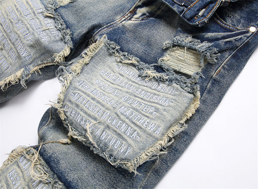 Jeans Slim Fit Azul Retro con Parches para Hombre - Image 8
