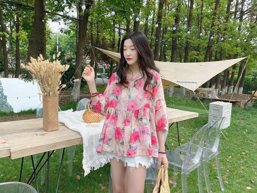 Blusa Vintage Cuello Muñeca Manga Abullonada - Modelo Holgado Verano - Image 16