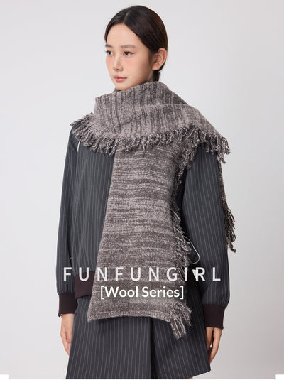 Bufanda de Lana con Fleco Lateral - Cuello Cálido y Casual - Image 27