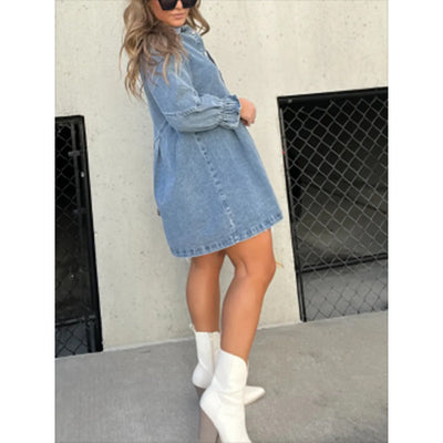 Falda Denim Holgada Desteñida para Mujer - Image 2