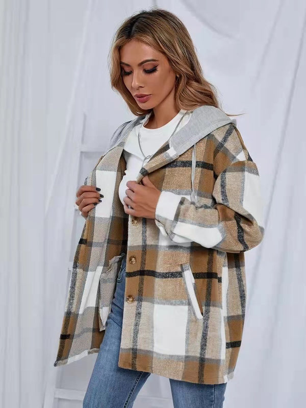 Cardigan de Lana a Cuadros para Mujer - Abrigo Tejido Elegante