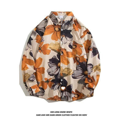 Camisa Retro Holgada Estilo Hong Kong con Estampado de Manga Larga para Hombre - Image 3