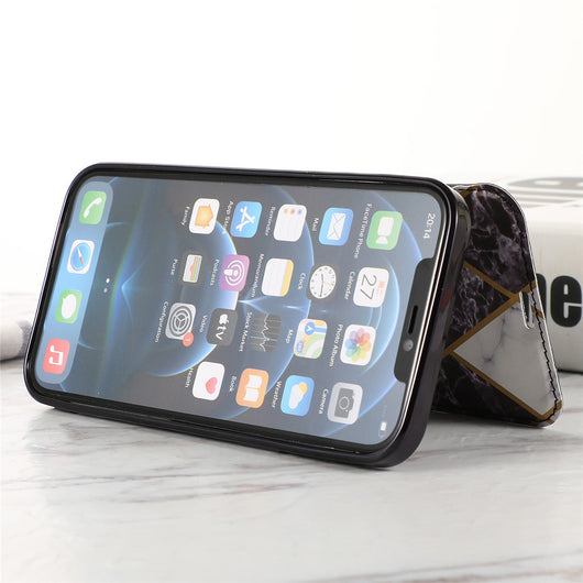 Funda Tipo Cartera para iPhone con Diseño Mármol y Compartimentos para Tarjetas - Image 8