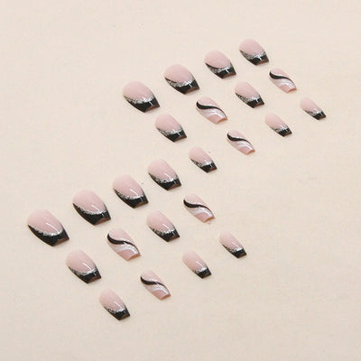 Stickers de Uñas Francesas Cuadradas Negras con Brillo - Image 10
