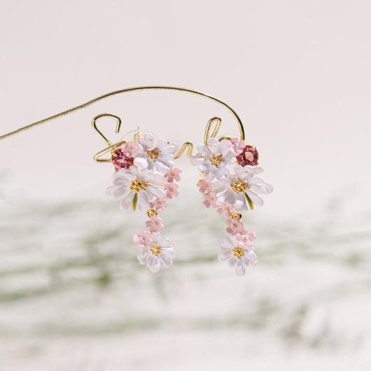 Aretes de Oro Zirconia con Flor de Encaje Verbena - Image 12