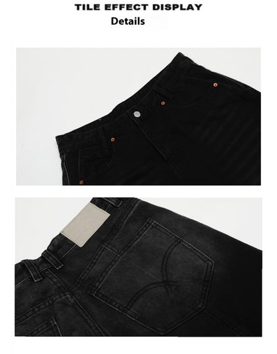 Pantalones Vaqueros Retro Negros Rectos Oversize para Mujer - Image 11