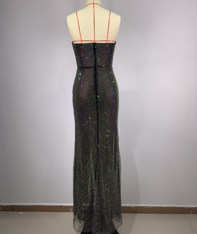 Vestido Tubo Ajustado con Lentejuelas Brillantes, Malla y Strass Artesanal - Image 6