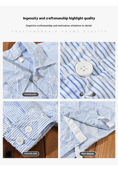Camisa Casual Hombre Rayas y Cuadros Manga Larga Estilo Japonés Talla Grande - Image 9