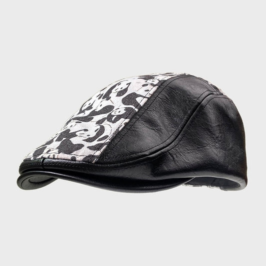 Gorra Retro de Cuero PU con Costuras Otoño-Invierno