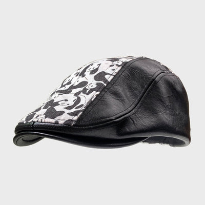 Gorra Retro de Cuero PU con Costuras Otoño-Invierno