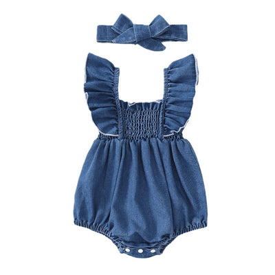 Conjunto Dos Piezas: Romper Denim con Volantes y Pañoleta - Image 2