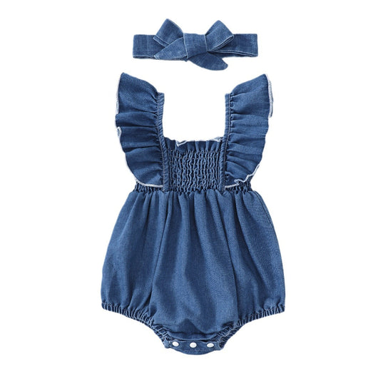 Conjunto Dos Piezas: Romper Denim con Volantes y Pañoleta - Image 2