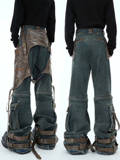 Jeans Retro Deconstruido con Costuras Desmontables para Hombre - Image 10