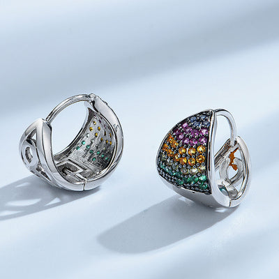 Aretes Triangulares Geométricos con Piedras de Color para Mujer - Image 5
