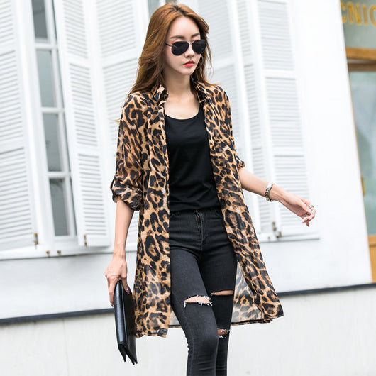Cardigan Ligero de Gasa Estampado Leopardo con Protección Solar - Image 5