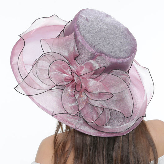 Sombrero de Playa Vintage con Malla Floral y Organza - Image 14