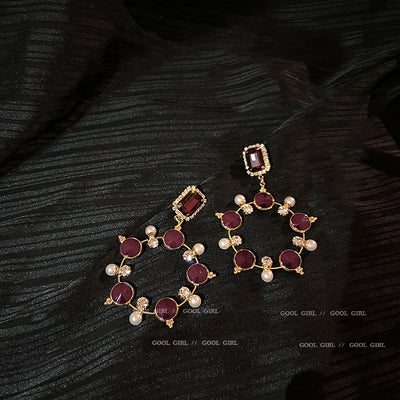 Aretes Circulares de Diamante Brillante con Perla de Cristal - Image 5