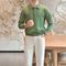 Camisa Vintage con Solapa de Punto en Verde Menta para Hombre