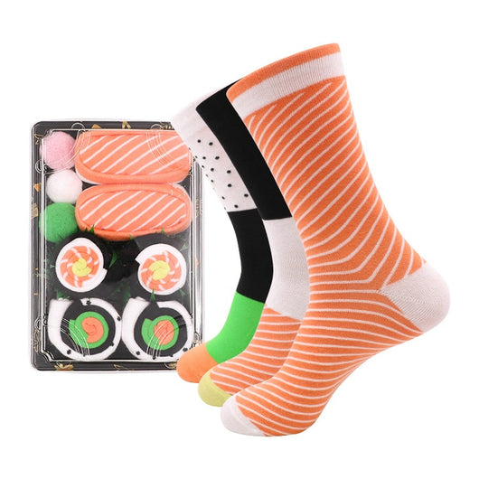 Calcetines Navideños de Algodón Peinado Diseño Sushi Hasta la Pantorrilla - Image 5