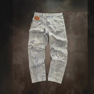 Jeans Casual Desgastados con Efecto Graffiti - Estilo Urbano Versátil - Image 4