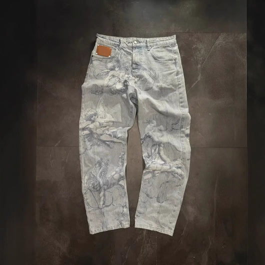 Jeans Casual Desgastados con Efecto Graffiti - Estilo Urbano Versátil - Image 4