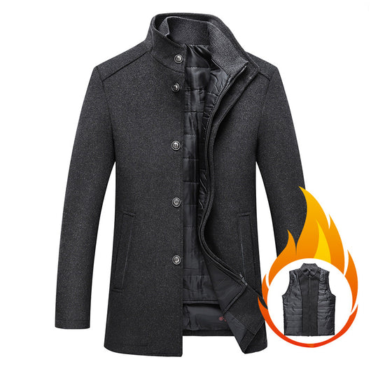 Abrigo de Lana Casual para Hombre en Colores Sólidos - Image 3