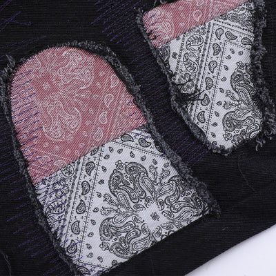 Pantalones Casuales Rectos con Parches Bordados Diseño Americano para Hombre - Image 4
