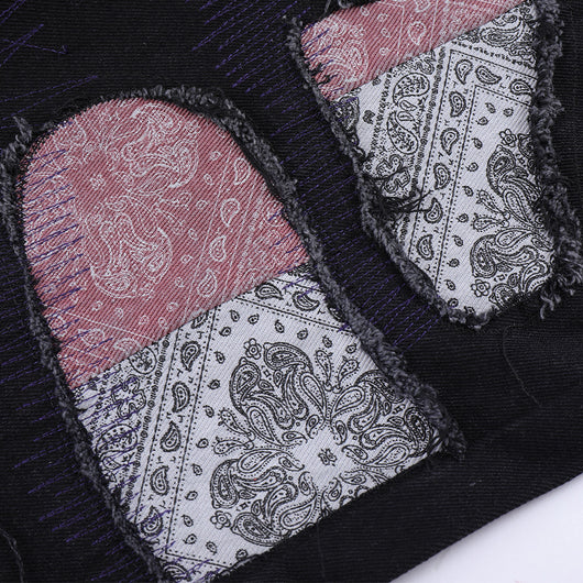 Pantalones Casuales Rectos con Parches Bordados Diseño Americano para Hombre - Image 4