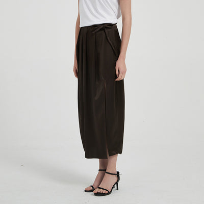 Falda Plisada con Abertura Cintura Alta en Acetato Satinado - Diseño Fluido para Verano - Image 3