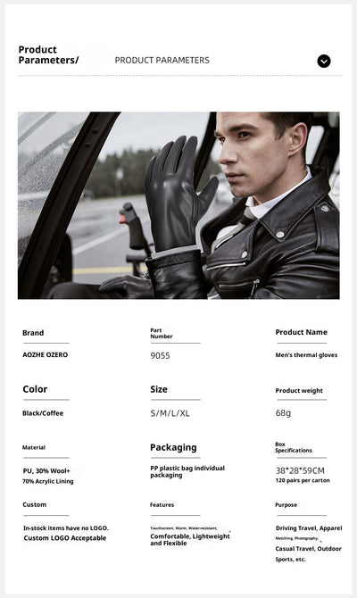 Guantes de Cuero para Hombre, Estilo Ejecutivo, Resistentes al Viento y Agua - Image 7