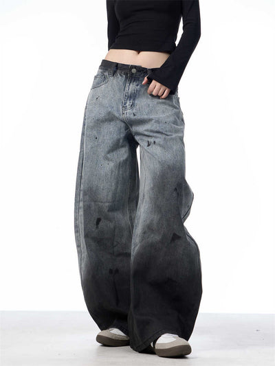 Pantalones Jeans Sueltos Efecto Desteñido con Tinta Splash - Image 6