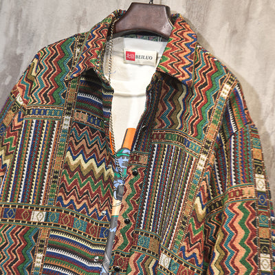Camisa Étnica Retro de Manga Larga para Hombre - Image 4