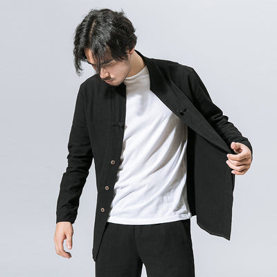 Camisa Manga Larga de Algodón Lino para Hombre con Botones Disco - Image 10