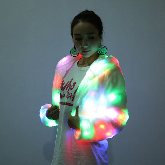 Chaqueta de Pelaje Sintético con Luces LED RGB Multicolor - Image 4