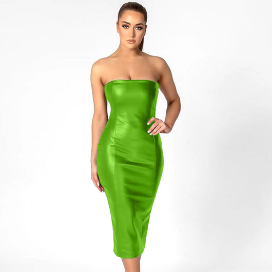 Top Tubo Slim de Cuero PU con Abertura Trasera - Elegancia Minimalista - Image 6