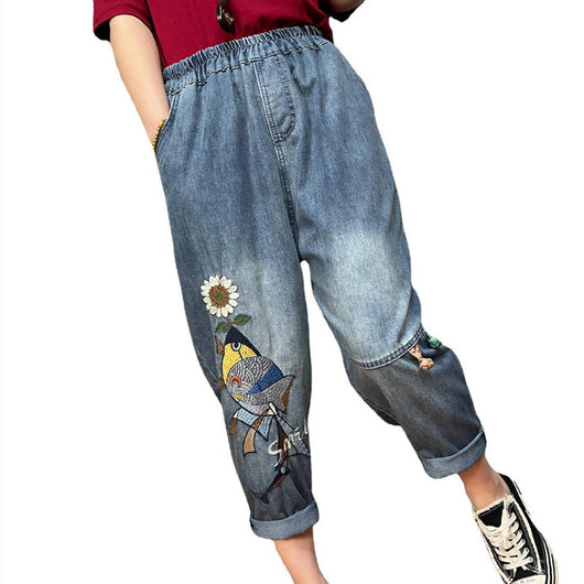 Jeans Vintage con Bordado Artístico para Mujer - Image 2