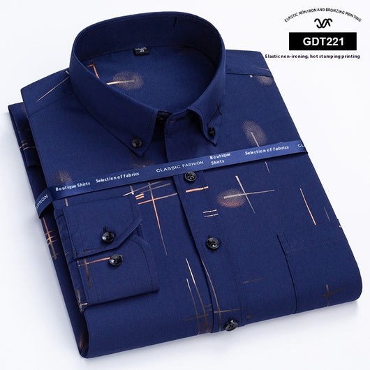 Camisa Casual Antimanchas para Hombre Maduro - Patrón Cuadros Bronce sin Planchado - Image 10