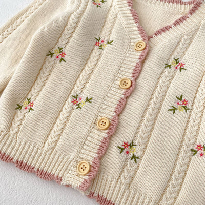 Cardigan Tejido para Niña con Bordado Floral Delicado - Image 12