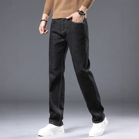 Pantalones Vaqueros Gruesos Forrados en Fleece para Hombre Talla Grande