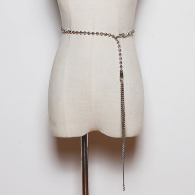 Vestido Camisero Elegante con Cinturón y Perlas Decorativas para Mujer